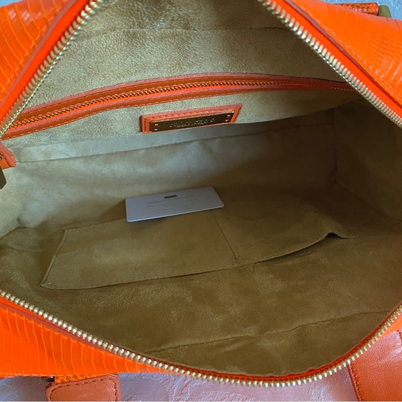 Jimmy Choo neon orange lizard quilted structured bag - Picture 15 of 15
